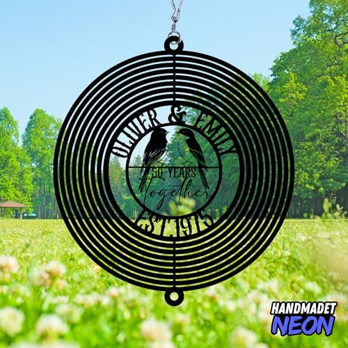 Personalized 50th Wedding Anniversary Lovebirds Metal Outdoor Wind Spinner Lovebirds Hanging Sign Custom Couple Name Spinner Sign Parents Gifts - Image 2
