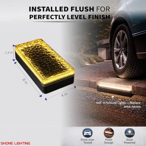 SHONELIGHTING 4x8 Solar Ground Lights, 12-Color Paver Light, RGB-W, 1Pack - Image 3