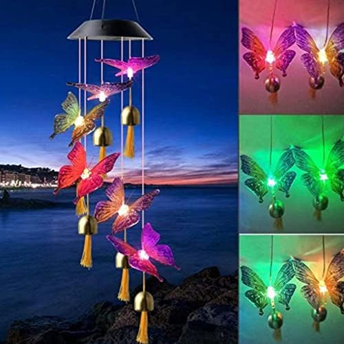 SEIWEI Solar Wind Chimes for Outside, LED Color Changing Wind Chime Solar Powered Wind Mobile Colorful Light for Indoor Outdoor, Garden, Patio Decor, Mom Gift (Butterfly Shape) 1PCS - Image 6