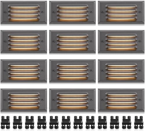 SUNVIE 5W Low Voltage Step Lights 6 Inch Outdoor Aluminum Brown, 12-Pack by SUNVIE