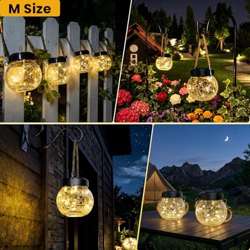 ROSHWEY 6 Pack M Size Solar Lantern Gifts for Women, Hanging Garden Decor Solar Lights Outdoor Waterproof with 15 LED for Halloween Christmas Easter Gift - Image 3