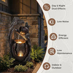Jocoevol 32" H Outdoor Water Fountain, 2-Tiers Clay Pot Waterfall Fountain - Image 5