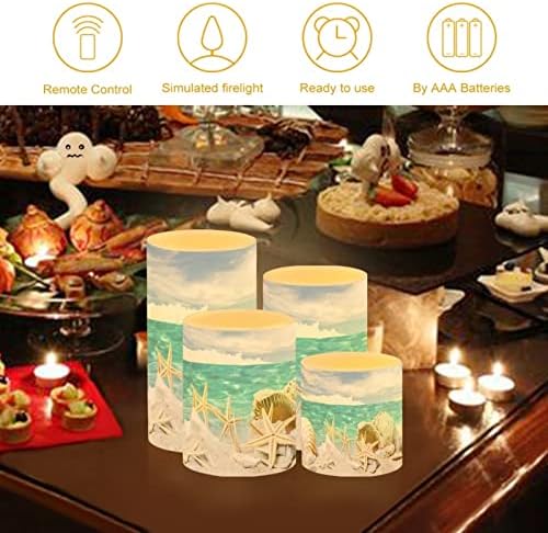 Flameless Candles with Remote Timer, Beach Starfish Coastal Decor - Image 3