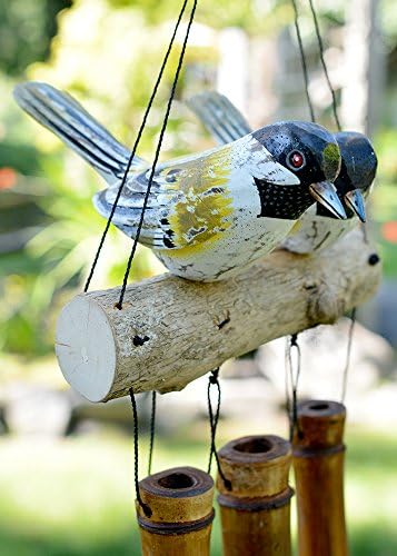 Cohasset Gifts Bamboo Wind Chime | #175CHF | Chickadee Family Bamboo Wind Chime | Wood, Outdoor, Home Décor for Decks, Garden, Porch | Hand Painted Golden Tan Distressed | - Image 4