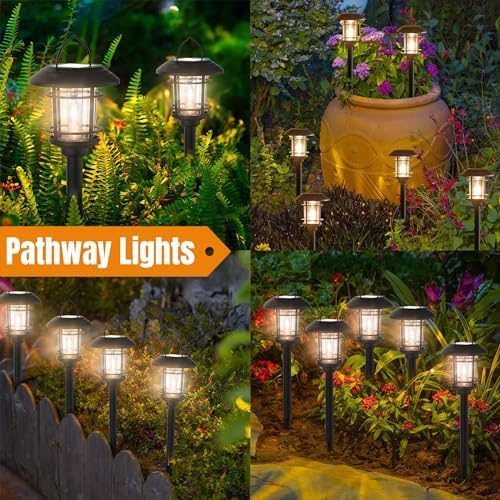 Dynaming 6 Pack Dual Use Solar Path Lights Outdoor, Hanging Lantern Solar Garden Lights with Edison Bulb, Landscape Lighting, Waterproof & Auto On/Off for Patio Pathway Walkway Driveway, Warm White - Image 4