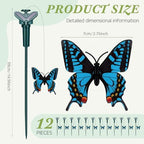 Tujoe 12 Pcs Butterfly Garden Stakes Decorative, Solar Moving Fluttering Butterfly Outdoor Waterproof Flying Butterflies Decor for Yard Pathway Garden Landscape Ornament, Battery Also Powered (Blue) - Image 2