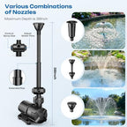 Antfraer 120W Solar Pond Pump, Solar Water Pump with 1600GPH Adjustable Flow & Dry-Run Protection, Solar Water Fountain Pump & Dual Solar Panels for Outdoor Pond Garden Waterfall Water Features - Image 5