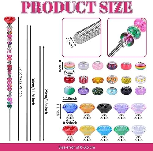 AIPRIDY DIY Crystal Beaded Fairy Wand Garden Stakes Kit, Colorful Decorative Wands with Assembly Guide, 12 or 10 Inch Threaded Rods,Outdoor Garden Decoration Set (275, Rainbow+Diamond Top) - Image 2
