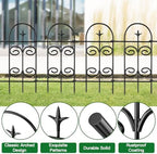 AMAGABELI 8 Panels 24in(H)×10ft(L) Decorative Garden Fence No Dig Rustproof Metal Pre-Linking Fence Panels Garden Edging Border Animal Barrier Fencing for Flower Beds Yard Patio Outdoor Decor Black - Image 5