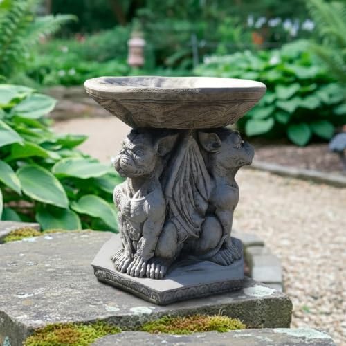 OLOMA Gothic Gargoyle Bird Bath Garden Statue Stone Fantasy Creature Outdoor Yard Decor Handcrafted Concrete Garden Ornament Weather Resistance Fantasy Sculpture - Image 6