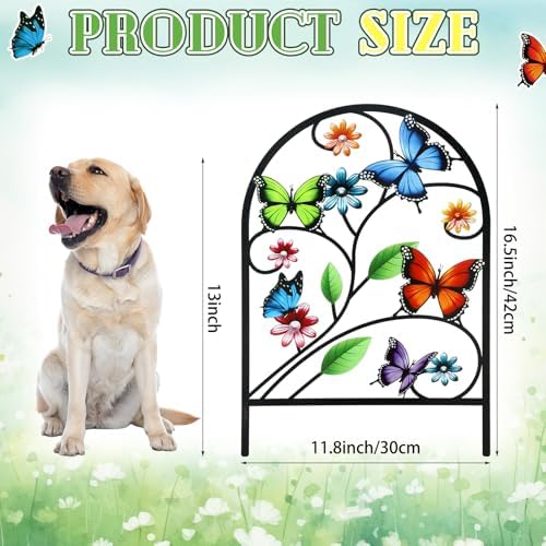 Yaocom 12 Pack Butterfly Garden Fence 16.5" H x 11.8" W Metal Stake - Image 2