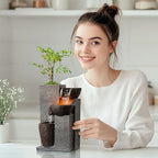 Resin Tabletop Waterfall Fountain with LED Light & Plant Pot, Indoor Desk Water Fountains for Home Office Decor (22028N) - Image 6