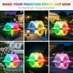 Pond Fountain Aerator Lights, RGBW 20000LM LED Fountain Light with 100FT Power Cord, IP68 Waterproof Stainless Steel Wireless Sync Control Floating Fountains Pump Light for Lake Ponds - Image 3