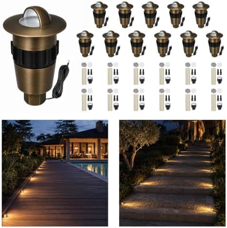 Gardenreet Mini Brass Low Voltage Well Light, 12V Beacon-Top, IP65, 12Pk by Gardenreet