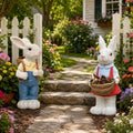 2pcs Bunny Garden Statues, 16.14in Resin Weatherproof Outdoor Decor by Guioiby