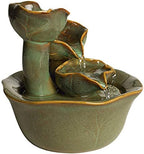 Organic Water Lily Ceramic 8" High Tabletop Outdoor Indoor Small Fountain - Image 3