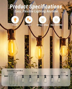Tenmiro 200FT LED Outdoor String Lights with Remote, 72+2 Shatterproof Bulbs Dimmable Timing 3 Light Modes Outside Patio Lights for Backyard Porch Deck Garden Balcony Pool party Hanging Lighting Decor - Image 6