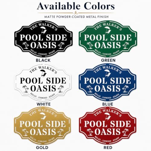 Personalized Swimming Pool Metal Sign, Custom Family Poolside Oasis Sign, Custom Pool Sign, Patio Decor, Backyard Decor - Image 6