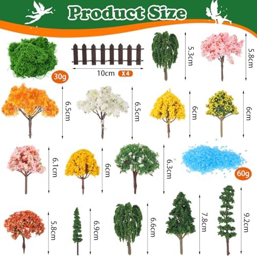 84 Pcs Fairy Garden Accessories, Miniature Village Starter Kit with Moss Model Tree Tiny Resin Animal Figures, DIY Bonsai Micro Landscape Ornament for Terrarium Succulent Dollhouse Craft - Image 3