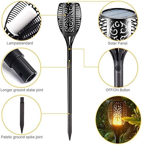 EOYIZW Solar Lights Outdoor 4 Pack, 99 LEDs Solar Torch Light with Flickering Flame- IP65 Waterproof Solar Garden Lights, Solar Powered Outdoor Lights for Porch Yard Patio Halloween Decorations - Image 3