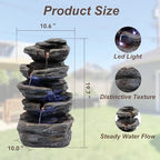 20" Outdoor Water Fountain with Lights, 5-Tiered Cascading Rock Water Fountain, Outdoor Garden Waterfall Decor for Garden, Patio, Courtyard - Image 2