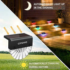 Solar Deck Lights Outdoor - 8 Pack Solar Step Light CIYOYO Waterproof Fence Lights for Patio Stairs Post Pathway Porch Driveway Yard Garden Decor, Warm White/LED Color Glow Lighting - Image 3