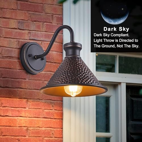 Tarentlight Gooseneck Outdoor Wall Sconce 1-Light E26 Socket Farmhouse Wall Mount Porch & Patio Lights,9.3Inch Width Casting Aluminum Shade,Oil Rubbed Bronze,Easily Installed in Outdoor and Indoor. - Image 2