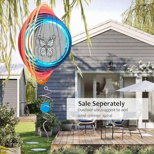 Aoedelyart Wind Spinner Creates a Fluttering Butterfly 3D Animations Effect,Wind Spinners Ouddoor Butterfly Gift for Women/Grandma/Mom/Wife,12inch Mandala Wind Spinner Hanging Garden Yard Art Decor - Image 3