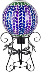 Starsoul Solar Gazing Ball, 10" Vibrant Purple Mosaic Gazing Balls with Stand, Glass Garden Globes for Outdoor Lawn Yard Patio Decor by Starsoul