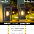 BesLowe 15’’ Large Outdoor Wall Lights, Porch Lights Black with Gold Trim - Image 3