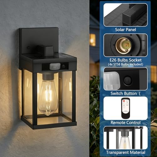 Solar Wall Lanterns Outdoor with 3 Lighting Modes & Motion Sensor, 2 Pack - Image 6