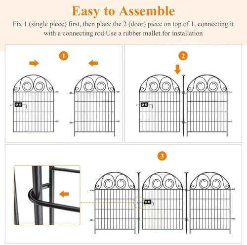Getlay Tall Garden Animal Barrier Fence With Gate, 32 in(H)×27 in(L) 8 Panels Dog Digging Fencing Barrier, Black Metal Temporary Fence, Reusable Defense Fences For Outdoor Yard. Total 17.5 Ft│Patented - Image 6