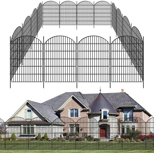 18 Panels Decorative Garden Fence, 33in (H) x 45.16 (L) No Dig Dog Fences Outdoor for Yard, Rustproof Tall Fencing Panel, Animal Barrier Suitable for Yard Border, Patio, and Temporary Camping Use by GILPWAFlagship