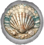 Magnolia Garden 10-Inch Seashell Stepping Stone - Faux Stained Glass Coastal Scallop Shell Garden Stone, Weather-Resistant Resin Pathway Accent, Ocean Beach House Outdoor Yard Decor & Walkway Plaque by DicksonsGifts