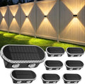 Solar Fence Lights Outdoor: IP65 Waterproof Wall Light Dual Up Down 8 Pack by Hiromeco