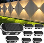 Solar Fence Lights Outdoor: IP65 Waterproof Wall Light Dual Up Down 8 Pack by Hiromeco