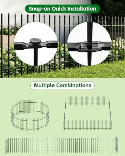 ARIFARO 5 Panels Metal Garden Fence 24" H x 24" W, Decorative Fence Panels - Image 3