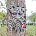 Whimsical Tree Face Garden Decoration ，Tree Faces Decor Outdoor Wallmounted Statue Art with Leaf Features, Outdoor Decor Garden Accessory (Green) by KARSTSYLVA