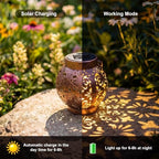 Edenseelake 2 Pack Solar Hanging Lanterns Outdoor Waterproof Flower Lights, Metal Decorative LED Lantern for Garden, Patio, Porch, Yard, Lawn, Bronze - Image 5