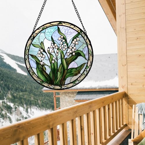 Stained Glass Window Hanging Lily of The Valley Gift for Women 9.8" - Image 3