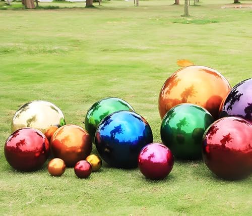 Stainless Steel Gazing Globe Mirror Ball, Decorative Gazing Balls for Garden, Reflective Smooth Garden Ball Sphere for Outdoor Yard Decoration (Green, Dia: 12 inch) - Image 7