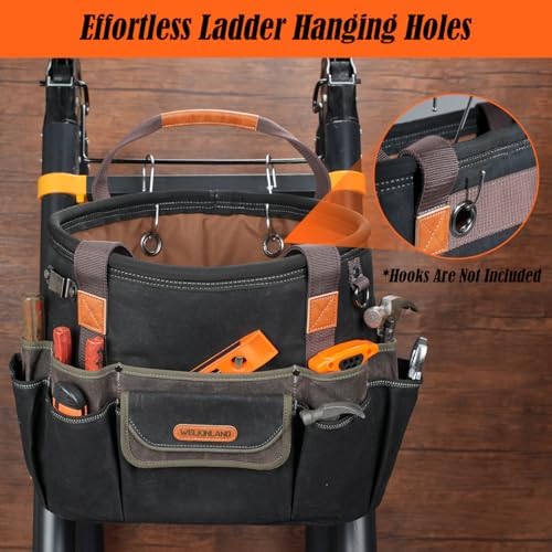 WELKINLAND 42-Pockets Electrician Tool Tote,16" Open Top HVAC Tool Tote Bag - Image 5
