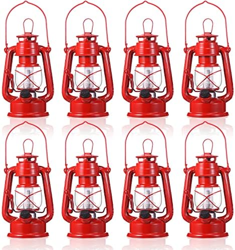 Hortsun 8pcs 8inch Red Vintage LED Hurricane Lantern Battery Operated Lamp by Hortsun