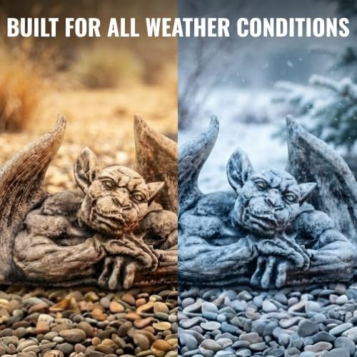 OLOMA Gothic Resting Gargoyle Concrete Garden Statue Winged Demon Fantasy Sculpture Outdoor Garden Yard Patio Graveyard Halloween Decor Weather Proof Accent Decor - Image 5