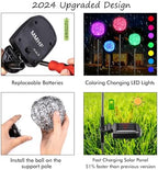 Solar Garden Lights Outdoor, Upgraded Globe Powered Garden Light, Multi-Color Changing LED Solar Stake Lights for Patio Backyard Pathway Party Decoration (Stainless Steel, 2 Pack) - Image 6