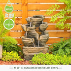 Bumilgar Outdoor Water Fountain 6-Tier Stacked Rock Design with LED Lights - Image 6