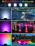 RGB Underwater Pond Lights, Super Bright LED Submersible Fountain Lights Colored Landscape Spotlights, Bluetooth APP Control IP68 Waterproof for Fish Aquarium Tank Garden Yard Pool (Set of 6) - Image 3