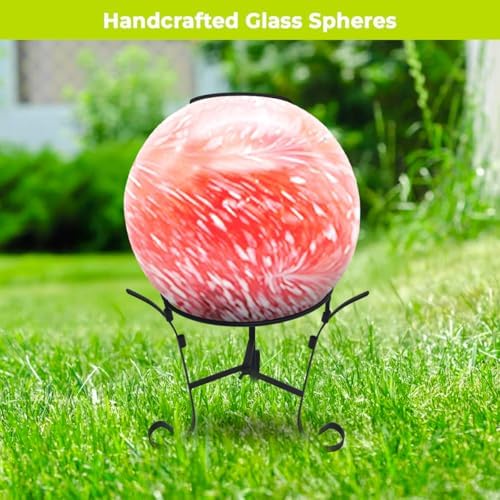 Briarwood Lane Everyday Gazing Ball 1x1 Red and White Solar LED Gazing Ball - Image 2