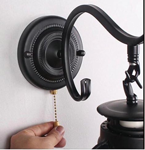 Kerosene Lantern Pull Chain Sconce Vintage Lantern Wall Lamp,Metal Transparent Glass Lampshade - Image 5