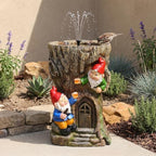 Sunlinua Gnome Outdoor Water Fountain with Solar Pump Tree Stump Waterfall - Image 3